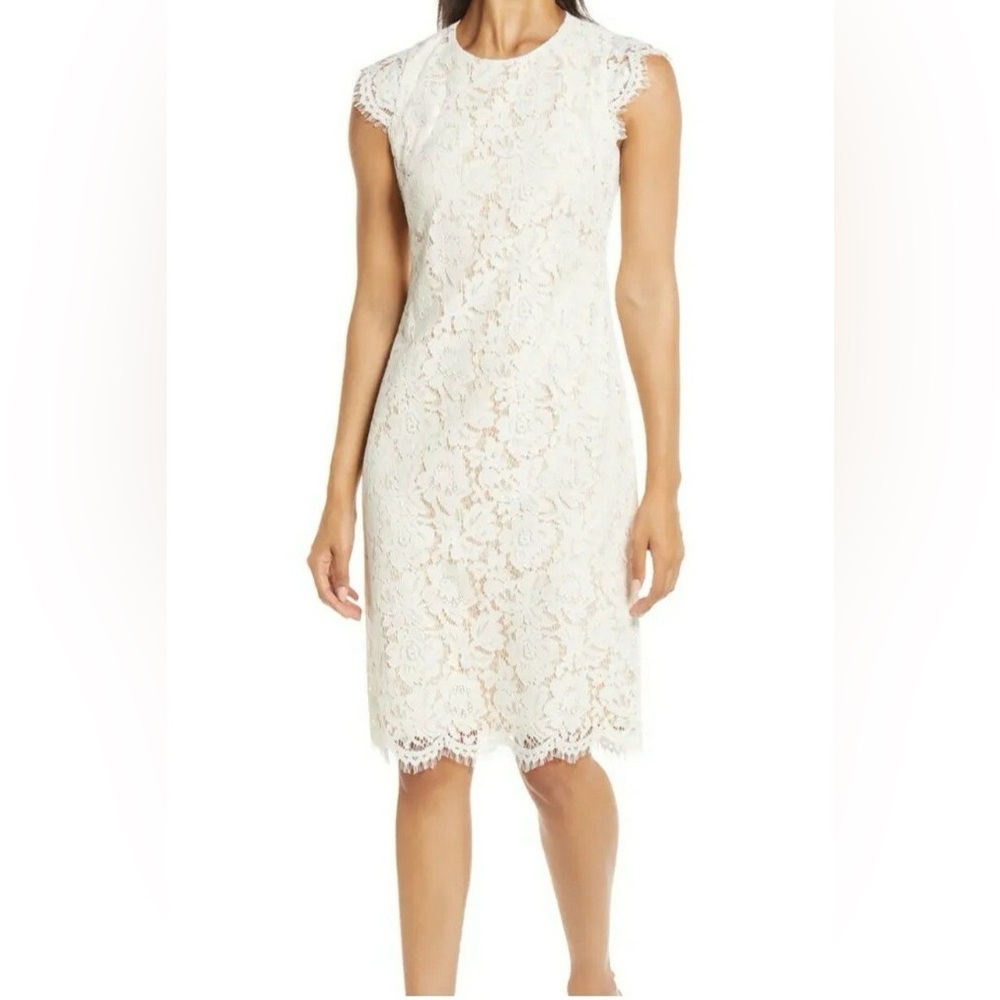 Vince Camuto White Lace Midi Dress